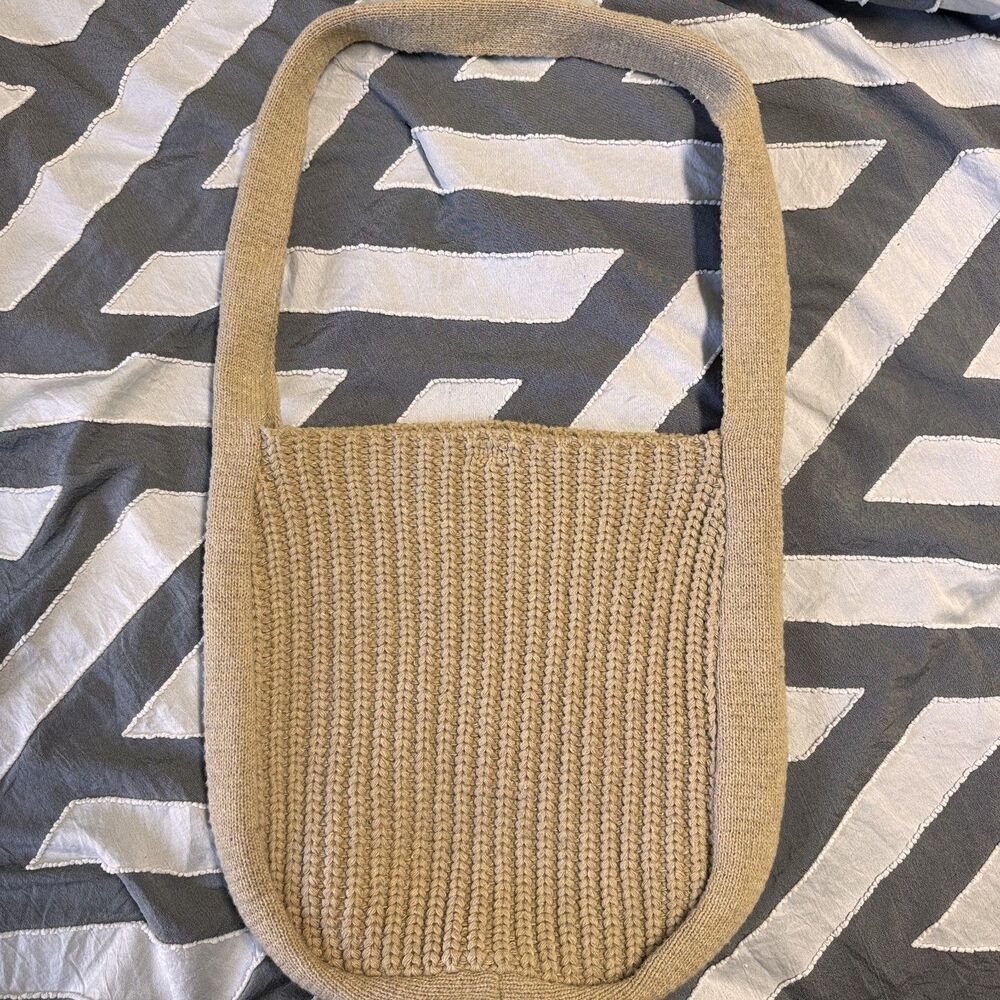 Brown knitted/crochet tote bag